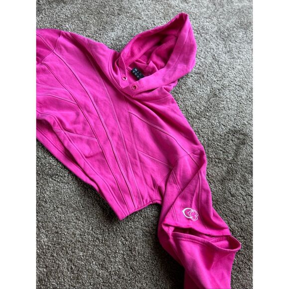 REEBOK x Cardi Women's Pink Fusion Pullover Long Sleeve Cropped Hoodie XS NWOT - Picture 1 of 5